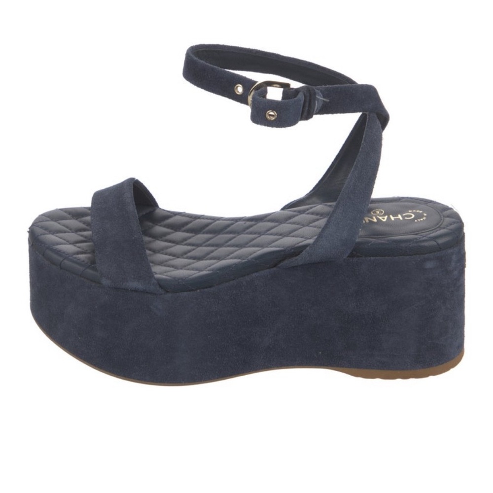 CHANEL Black Suede Platform sandals
